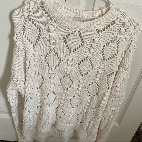 LOFT by Ann Taylor Knitted Crochet Sweater Drop Shoulder Size Small - Picture 4 of 5
